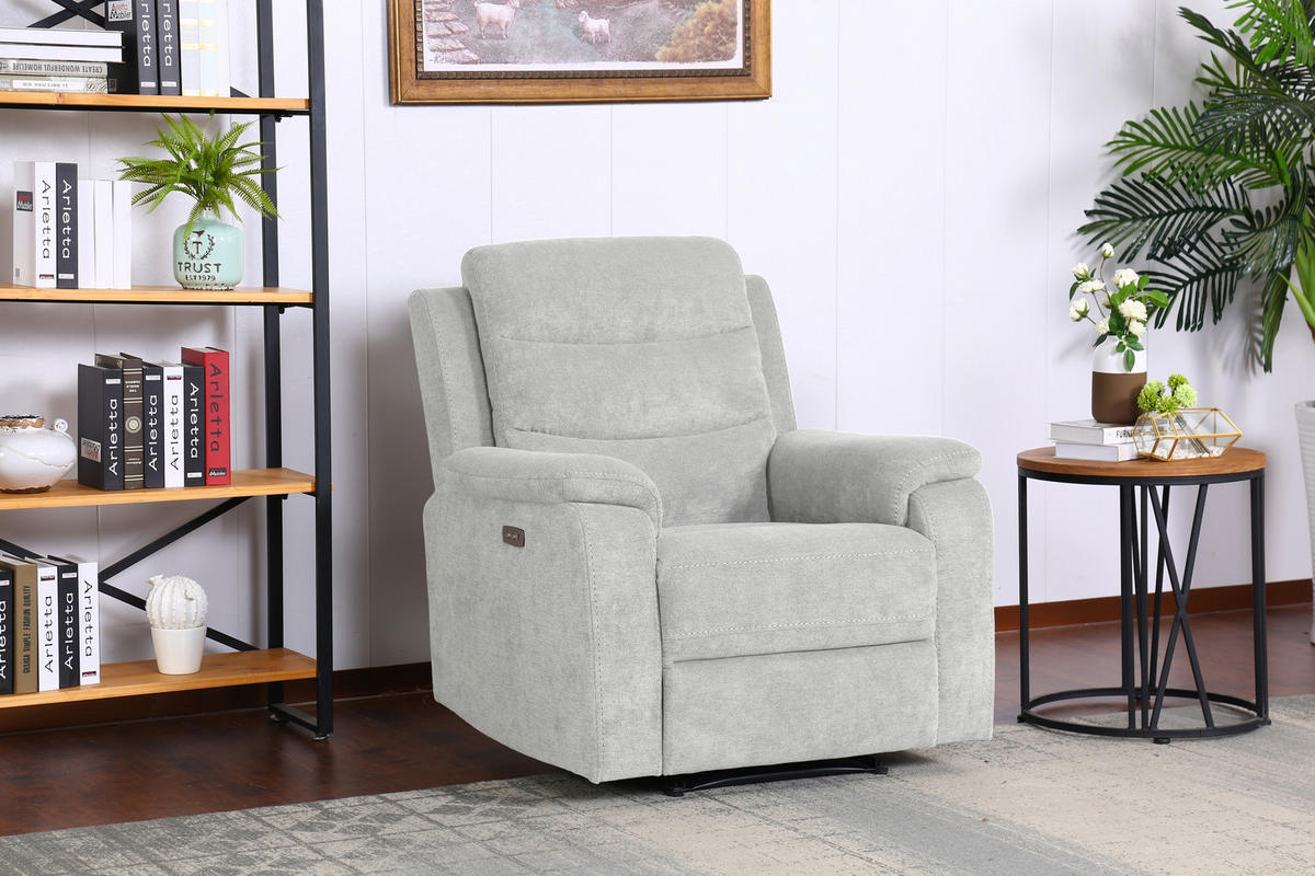 RELAXSESSEL Webstoff    - Hellgrau/Schwarz, KONVENTIONELL, Kunststoff/Textil (92/102/93cm) - P & B