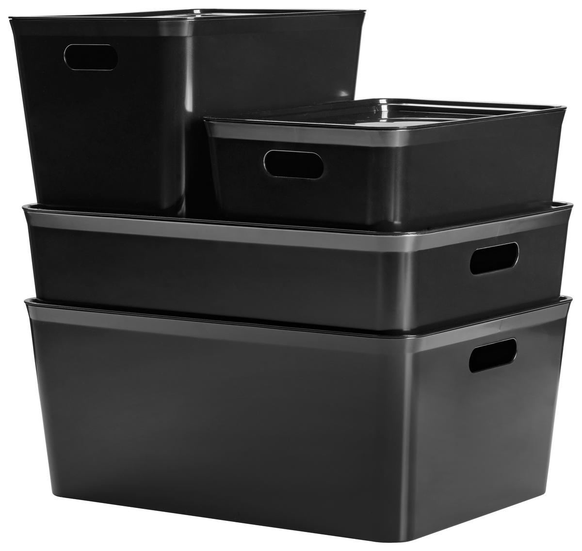 AUFBEWAHRUNGSBOXEN-SET  - Schwarz, Basics, Kunststoff - Homeware