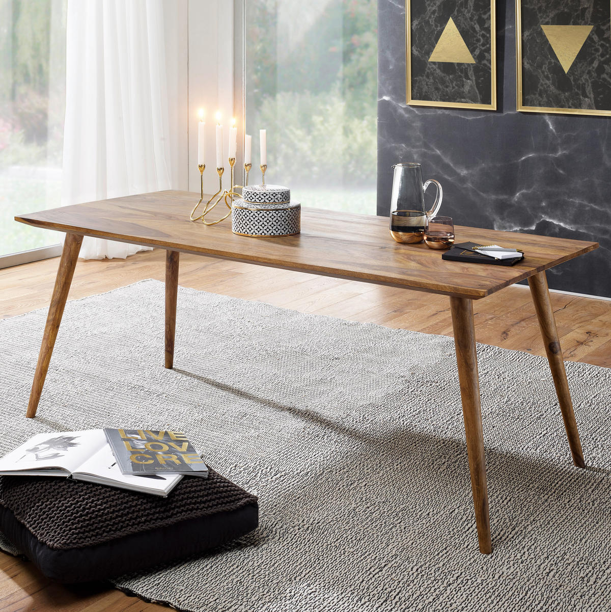 ESSTISCH Sheesham massiv rechteckig Sheeshamfarben  - Sheeshamfarben, Design, Holz (160/80/76cm) - MID.YOU