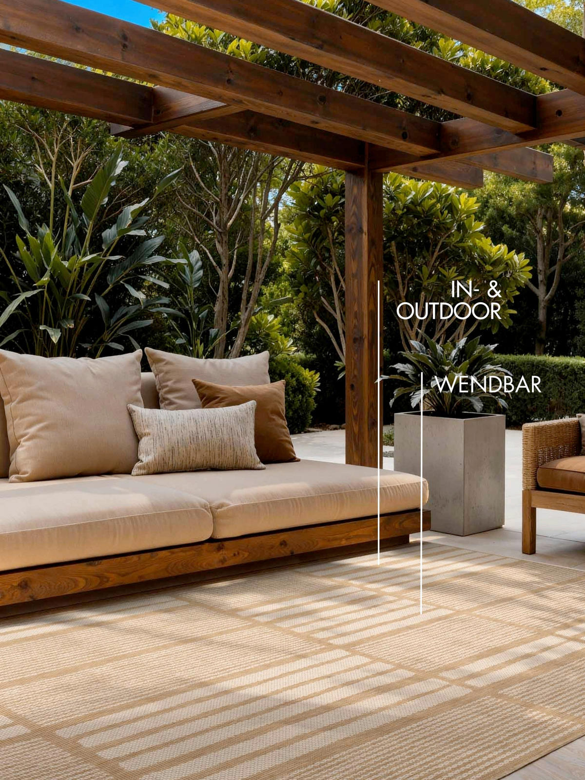 FLACHWEBETEPPICH 200/300 cm Haringey Weiß, Sandfarben rechteckig  - Sandfarben/Weiß, Design, Kunststoff (200/300cm)