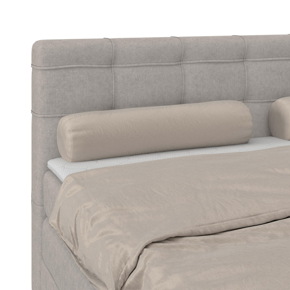 BOXSPRINGBETT 200/200 cm,  in Lavagrau, H3 = fest  - Lavagrau/Schwarz, KONVENTIONELL, Kunststoff/Textil (200/200cm)