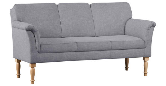 SOFA Flachgewebe Grau  - Naturfarben/Grau, ROMANTIK / LANDHAUS, Holz/Textil (186/96/80cm) - Cantus
