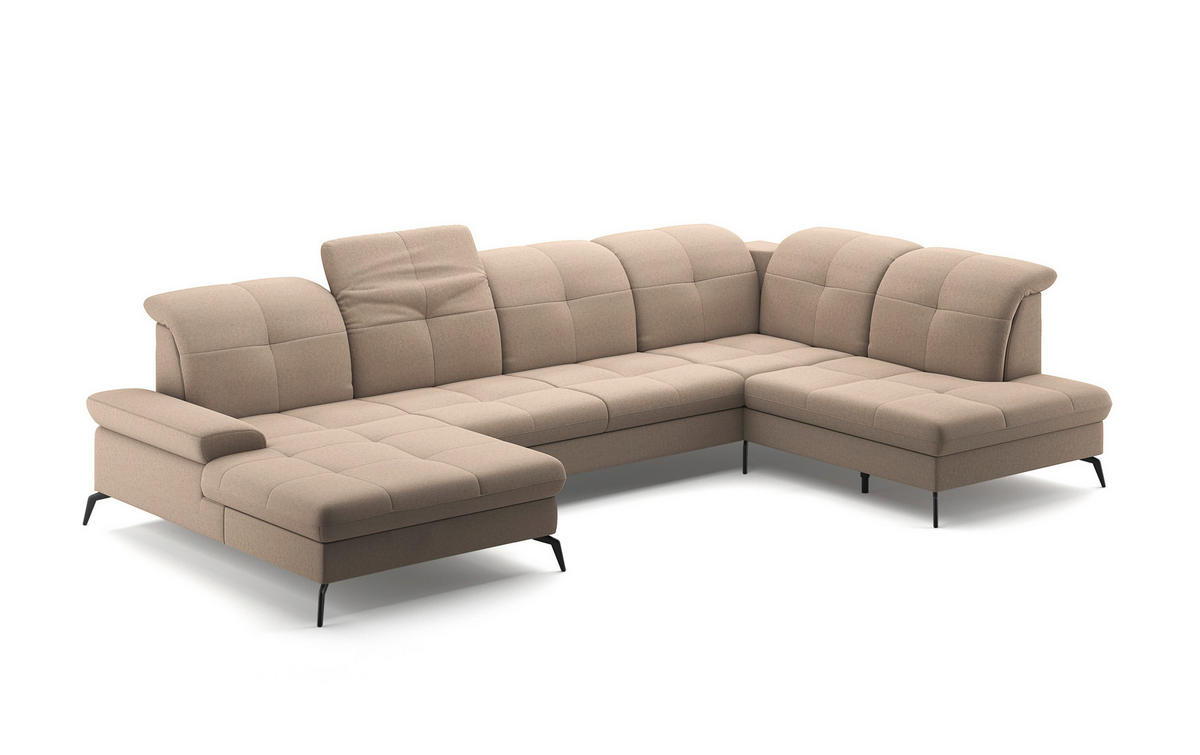 WOHNLANDSCHAFT in Flachgewebe Taupe  - Taupe/Schwarz, Konventionell, Textil/Metall (185/357/231cm) - Sit & More