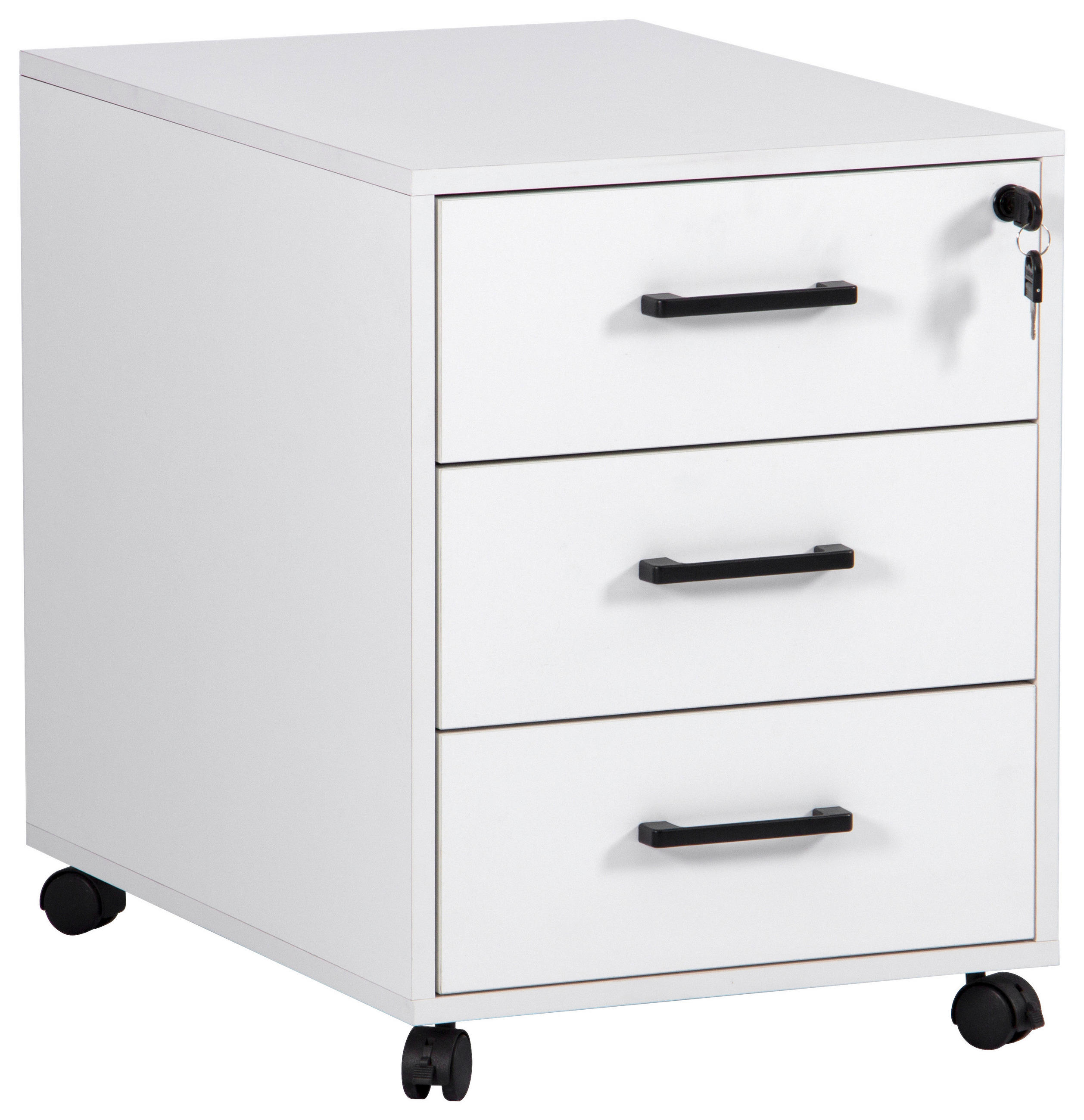 ROLLCONTAINER Weiß  - Schwarz/Weiß, MODERN, Holzwerkstoff/Kunststoff (43/56/60cm) - Livetastic
