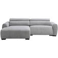 ECKSOFA in Mikrofaser Hellgrau  172/256 cm  - Hellgrau/Schwarz, Design, Textil/Metall (172/256cm) - Carryhome