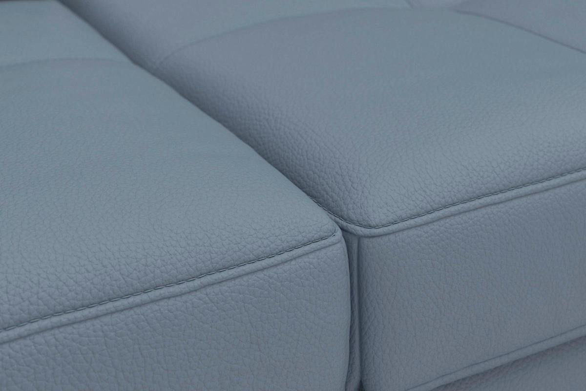 SEDACÍ SOUPRAVA, kůže, šedomodrá - šedomodrá/černá, Basics, kov/textil (176/363/223cm) - Sit & More