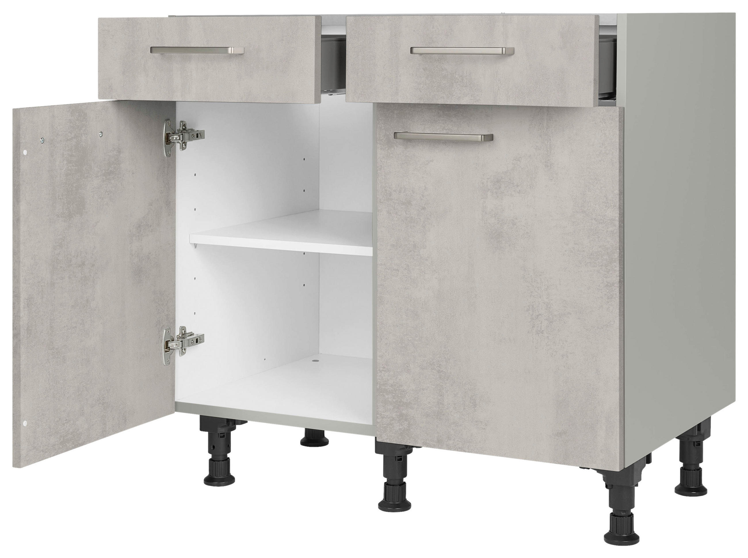 SCHUBKASTENUNTERSCHRANK 90/87/56 cm  in Hellgrau  - Edelstahlfarben/Hellgrau, MODERN, Holzwerkstoff/Metall (90/87/56cm) - Nobilia
