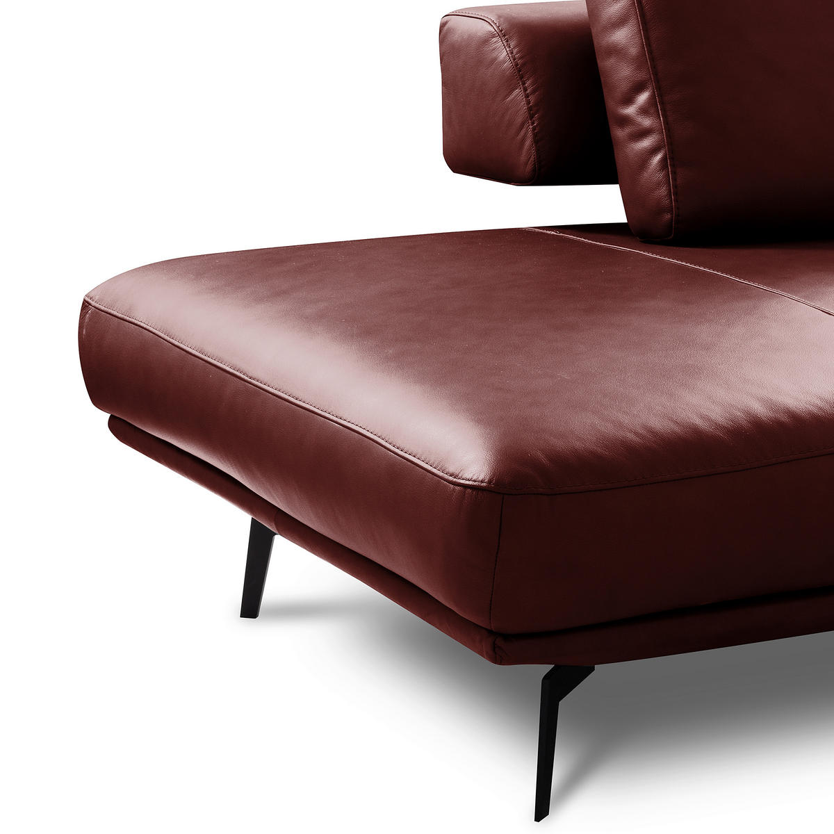 ECKSOFA Rot Echtleder  - Rot/Schwarz, Design, Leder/Metall (237/306cm) - Livetastic