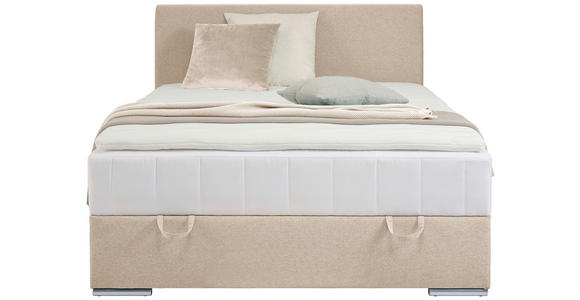 BOXBETT 90/200 cm in Beige - Chromfarben/Beige, KONVENTIONELL, Kunststoff/Textil (90/200cm) - Carryhome