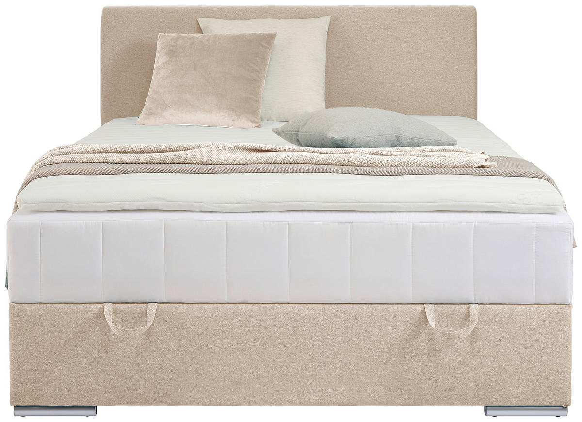 BOXBETT 90/200 cm  in Beige  - Chromfarben/Beige, KONVENTIONELL, Kunststoff/Textil (90/200cm) - Carryhome