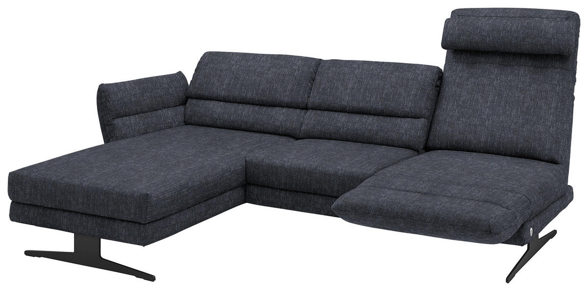 ECKSOFA in Flachgewebe Grau  - Schwarz/Grau, Design, Textil/Metall (176-217/279-327cm) - Dieter Knoll