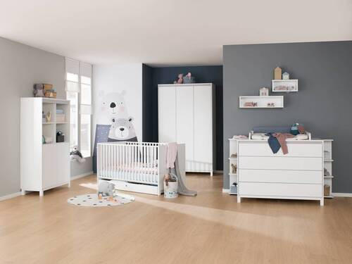 BABYREGAL Olli Standregal 2 Türen unten Weiß, Grau  - Weiß/Grau, Basics, Holzwerkstoff (94,8/159,9/40,1cm) - Paidi