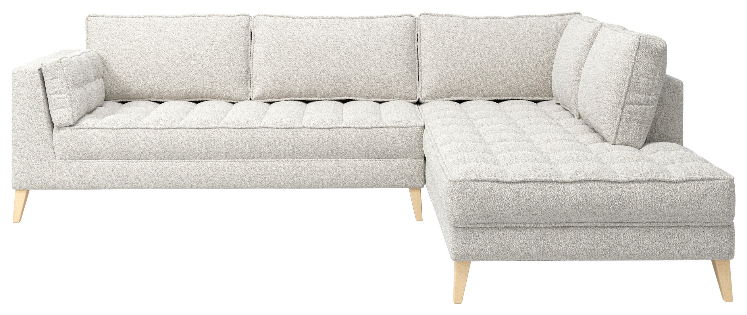 ECKSOFA Weiß Bouclé  - Naturfarben/Weiß, Design, Holzwerkstoff/Textil (310/204cm) - MID.YOU
