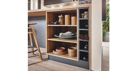 EINBAUKÜCHE   - Graphitfarben, Design, Holzwerkstoff - Xora