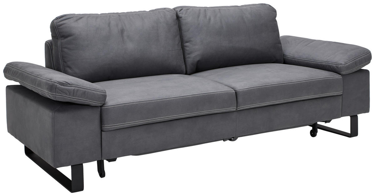2,5-SITZER in Mikrofaser Grau  - Beige/Schwarz, Design, Textil/Metall (214/86/97cm) - Hom`in