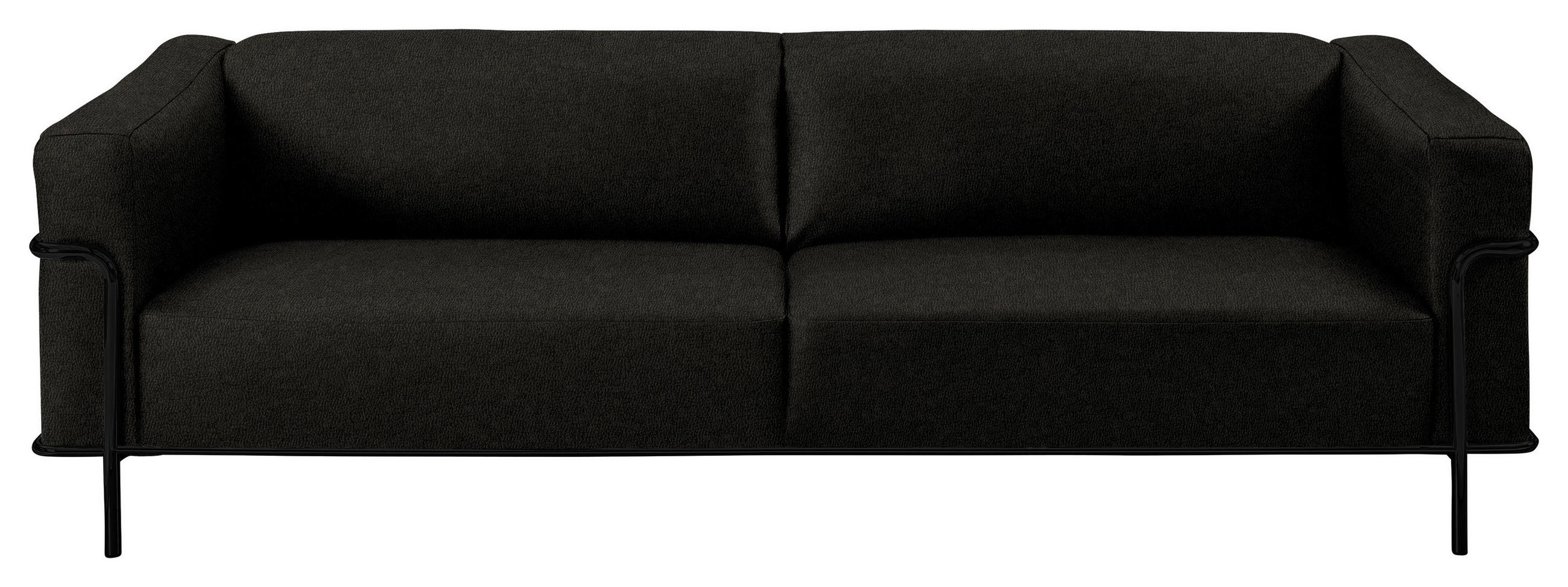 3-SITZER-SOFA in Echtleder Schwarz - Schwarz, Design, Leder/Metall (236/67/96cm) - Johann Jakob