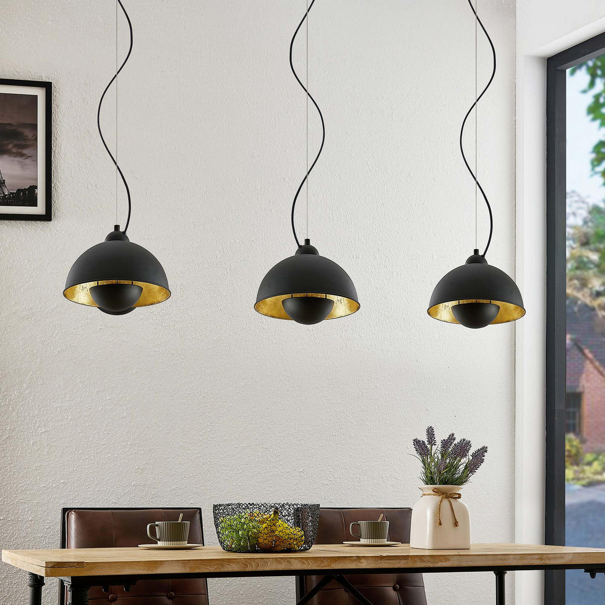 HÄNGELEUCHTE Crosby 120,5/25/150 cm   - Goldfarben/Schwarz, LIFESTYLE, Metall (120,5/25/150cm) - Marama