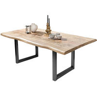 ESSTISCH 240/100/76 cm Echtholz  Holz, Metall rechteckig Naturfarben, Schwarz  - Schwarz/Naturfarben, MODERN, Holz/Metall (240/100/76cm) - MID.YOU