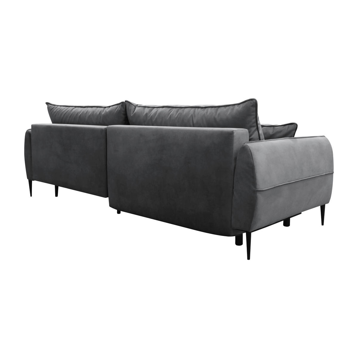 ECKSOFA in Velours Grau  260/189 cm  - Schwarz/Grau, Design, Textil/Metall (260/189cm) - MID.YOU