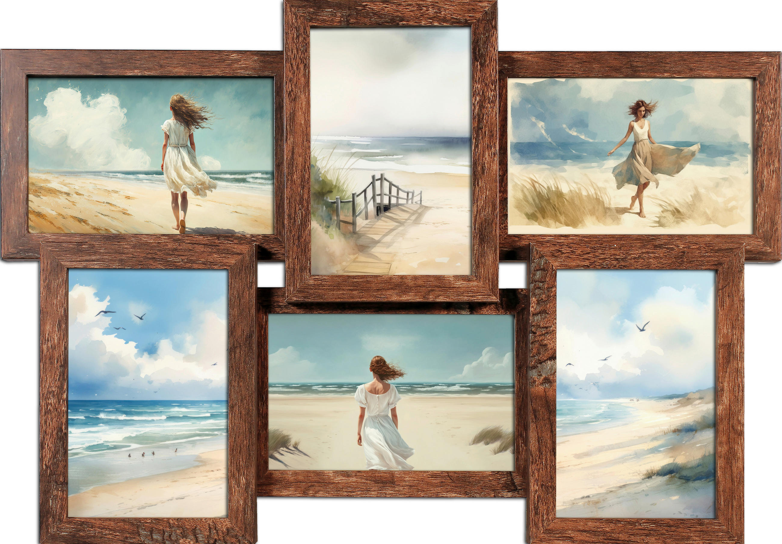 KOLLÁZS KÉPKERET barna  - barna, Basics, faalapú anyag (32,5/3,8/46cm)