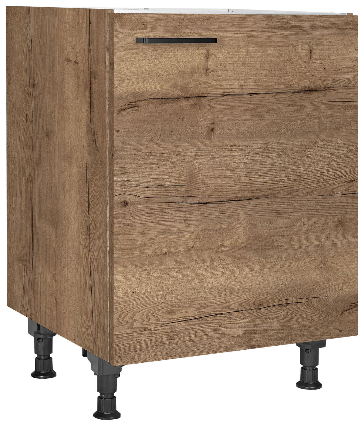 SPÜLENUNTERSCHRANK 60/87/56 cm  in Eiche dunkel  - Eiche dunkel/Schwarz, MODERN, Holzwerkstoff/Metall (60/87/56cm) - Nobilia