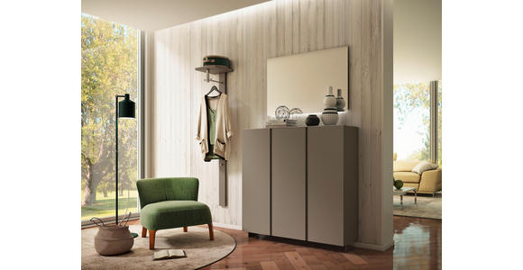 GARDEROBE 3-teilig in 170/185/33 cm - Taupe, Design, Glas/Holzwerkstoff (170/185/33cm) - Moderano