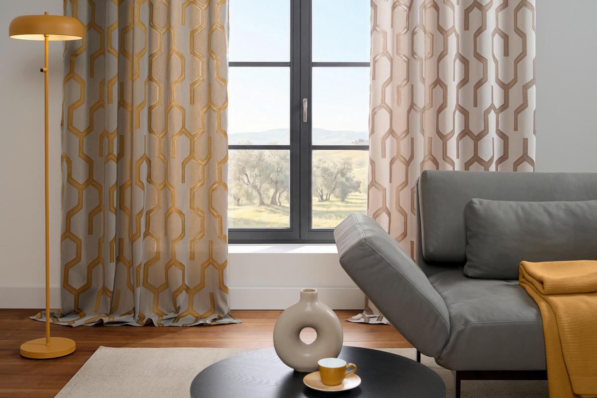 FERTIGVORHANG  blickdicht   140/260 cm  - Currygelb, Trend, Textil (140/260cm) - Dieter Knoll