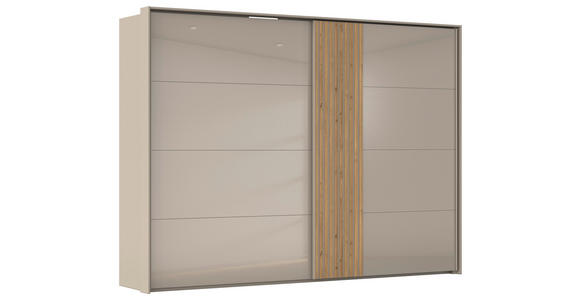 SCHWEBETÜRENSCHRANK 301/223/68 cm 2-türig Eichefarben, Fango  - Fango/Eichefarben, Design, Glas/Holzwerkstoff (301/223/68cm) - Novel