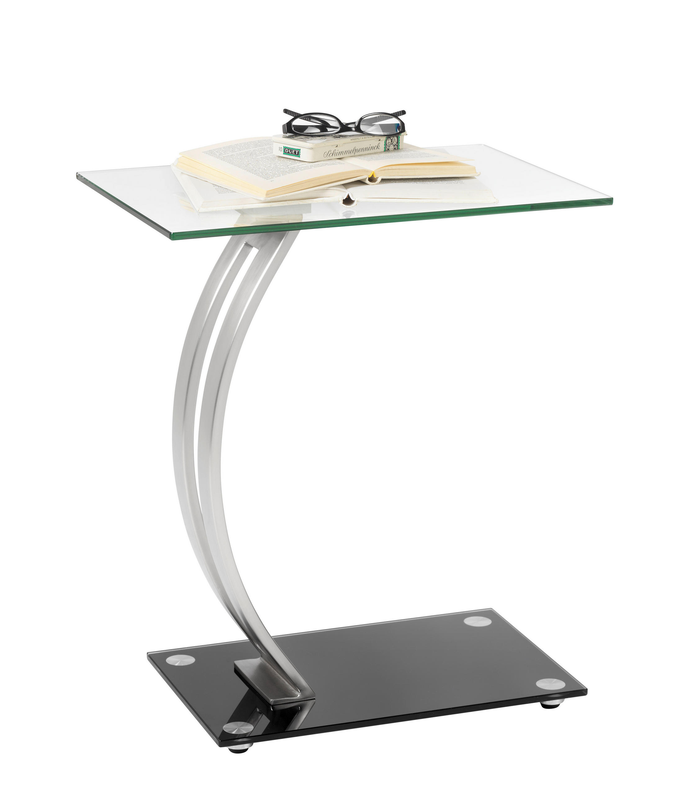 BEISTELLTISCH 30,5/45,7/54,6 cm Klar, Schwarz, Silberfarben rechteckig  - Klar/Silberfarben, Design, Glas/Metall (30,5/45,7/54,6cm) - Xora