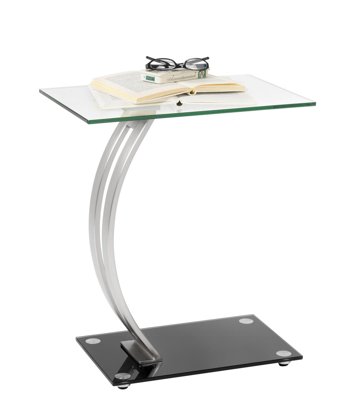 BEISTELLTISCH 30,5/45,7/54,6 cm Klar, Schwarz, Silberfarben rechteckig  - Klar/Silberfarben, Design, Glas/Metall (30,5/45,7/54,6cm) - Xora