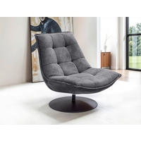 SESSEL in Struktur, Velours Anthrazit  - Anthrazit/Schwarz, Design, Textil/Metall (94/97/106cm) - Livetastic