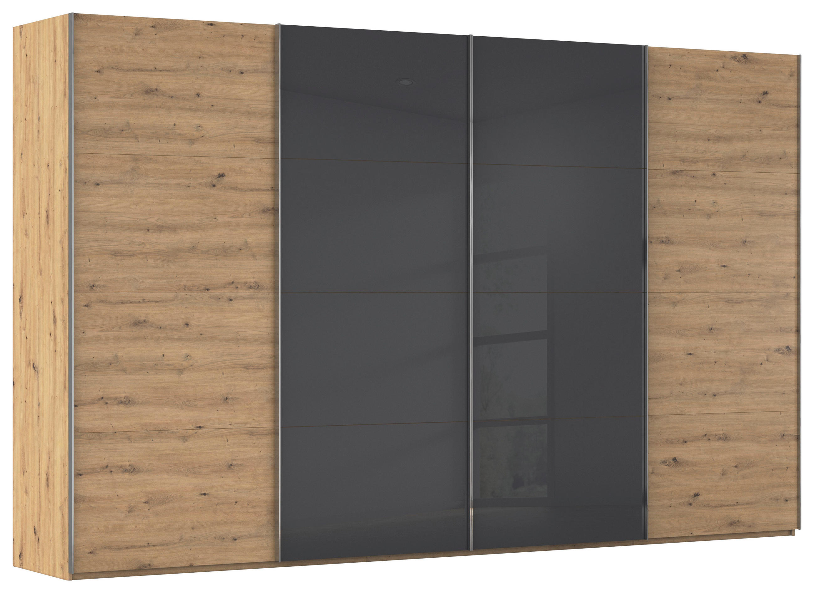 SCHWEBETÜRENSCHRANK  - Chromfarben, Konventionell, Glas/Holzwerkstoff (361/223/68cm) - Novel
