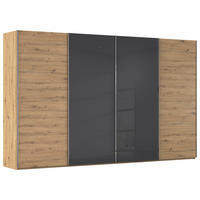 SCHWEBETÜRENSCHRANK  - Chromfarben, Konventionell, Glas/Holzwerkstoff (361/223/68cm) - Novel