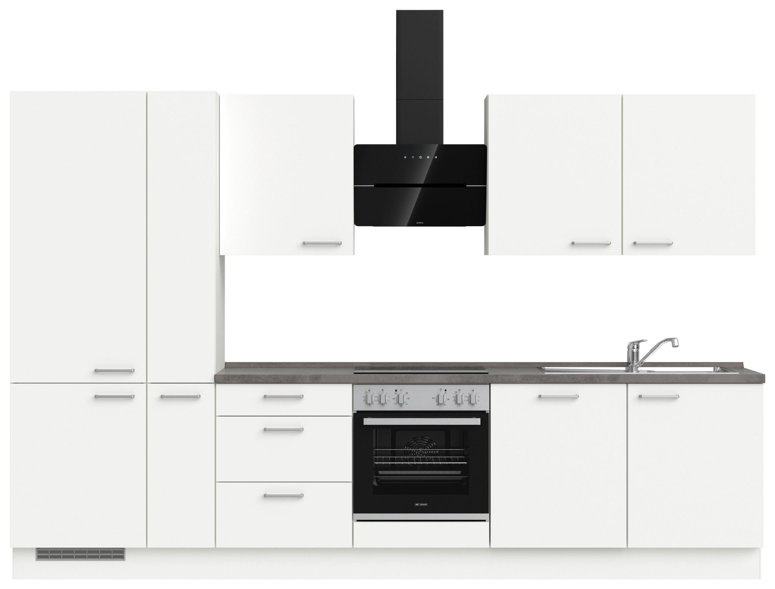 KÜCHENLEERBLOCK 330 cm   in Grau, Weiß  - Edelstahlfarben/Weiß, MODERN, Holzwerkstoff/Metall (330cm) - Nobilia