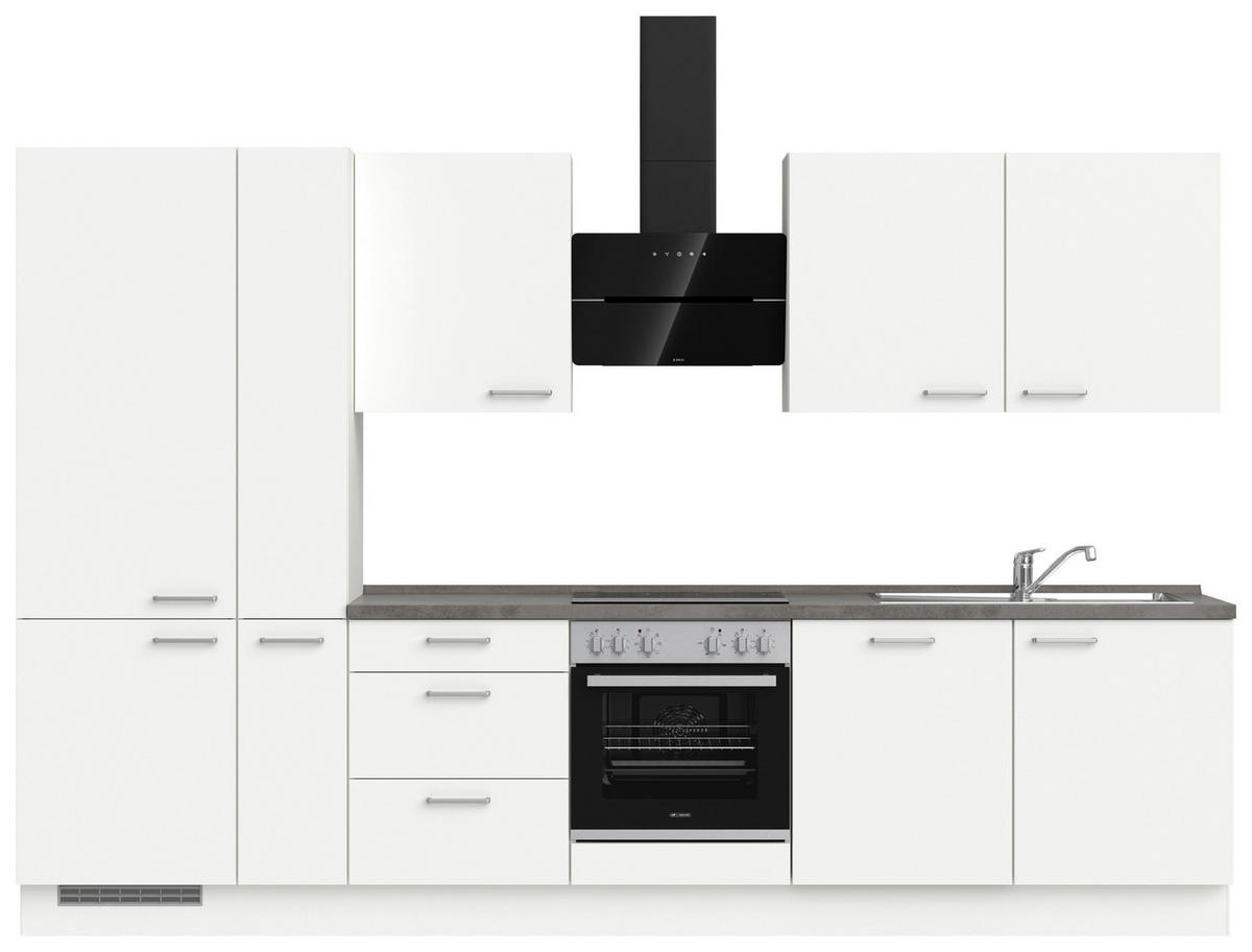 KÜCHENLEERBLOCK 330 cm   in Grau, Weiß  - Edelstahlfarben/Weiß, MODERN, Holzwerkstoff/Metall (330cm) - Nobilia