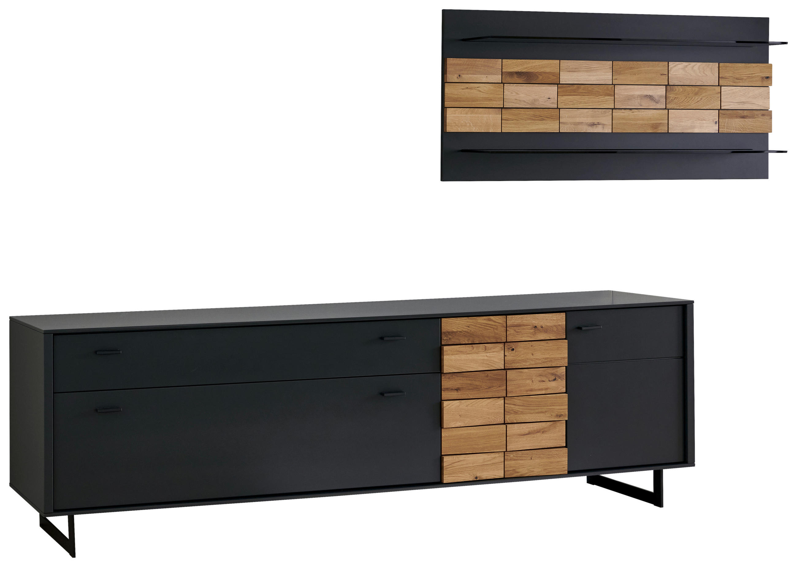 WOHNWAND  Grau, Eichefarben 299,4/170,4/46,4 cm  - Eichefarben/Anthrazit, Design, Holz/Holzwerkstoff (299,4/170,4/46,4cm) - Novel