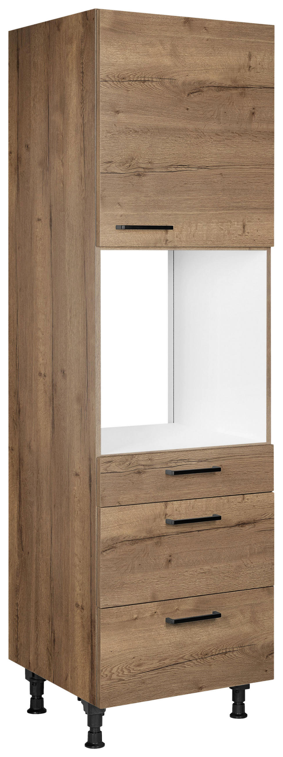 GERÄTEUMBAUSCHRANK 60/216,6/58 cm  in Eiche dunkel  - Eiche dunkel/Schwarz, MODERN, Holzwerkstoff/Metall (60/216,6/58cm) - Nobilia