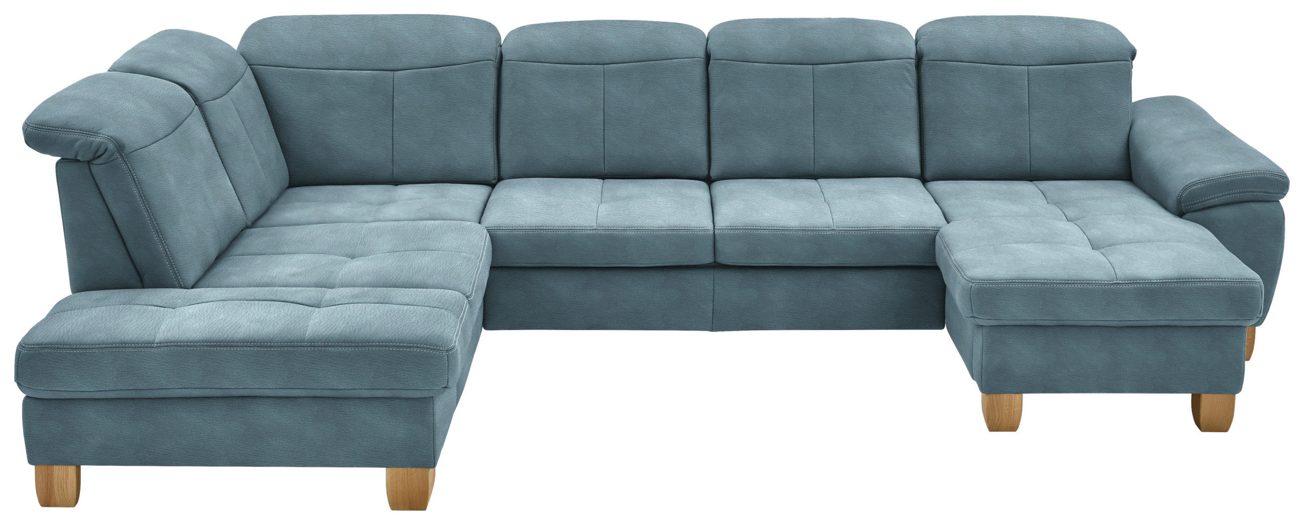 WOHNLANDSCHAFT in Mikrofaser Hellblau  - Wildeiche/Beige, Konventionell, Holz/Textil (243/343/185cm) - Voleo