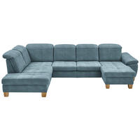 WOHNLANDSCHAFT in Mikrofaser Hellblau  - Wildeiche/Beige, Konventionell, Holz/Textil (243/343/185cm) - Voleo