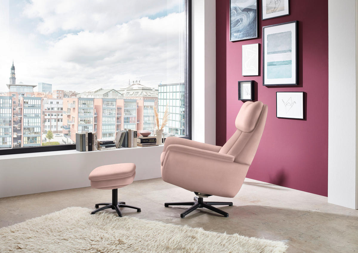 RELAXSESSEL in Textil Rosa  - Schwarz/Rosa, Design, Textil/Metall (79/108/89cm) - Beldomo Style