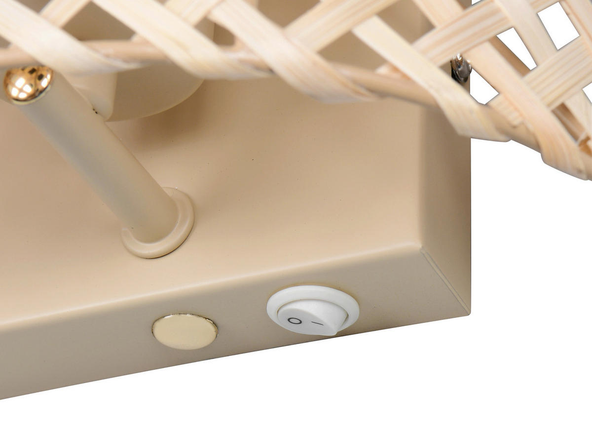 WANDLEUCHTE Bina 19/19/10,5 cm  - Beige/Naturfarben, Natur, Naturmaterialien/Metall (19/19/10,5cm)