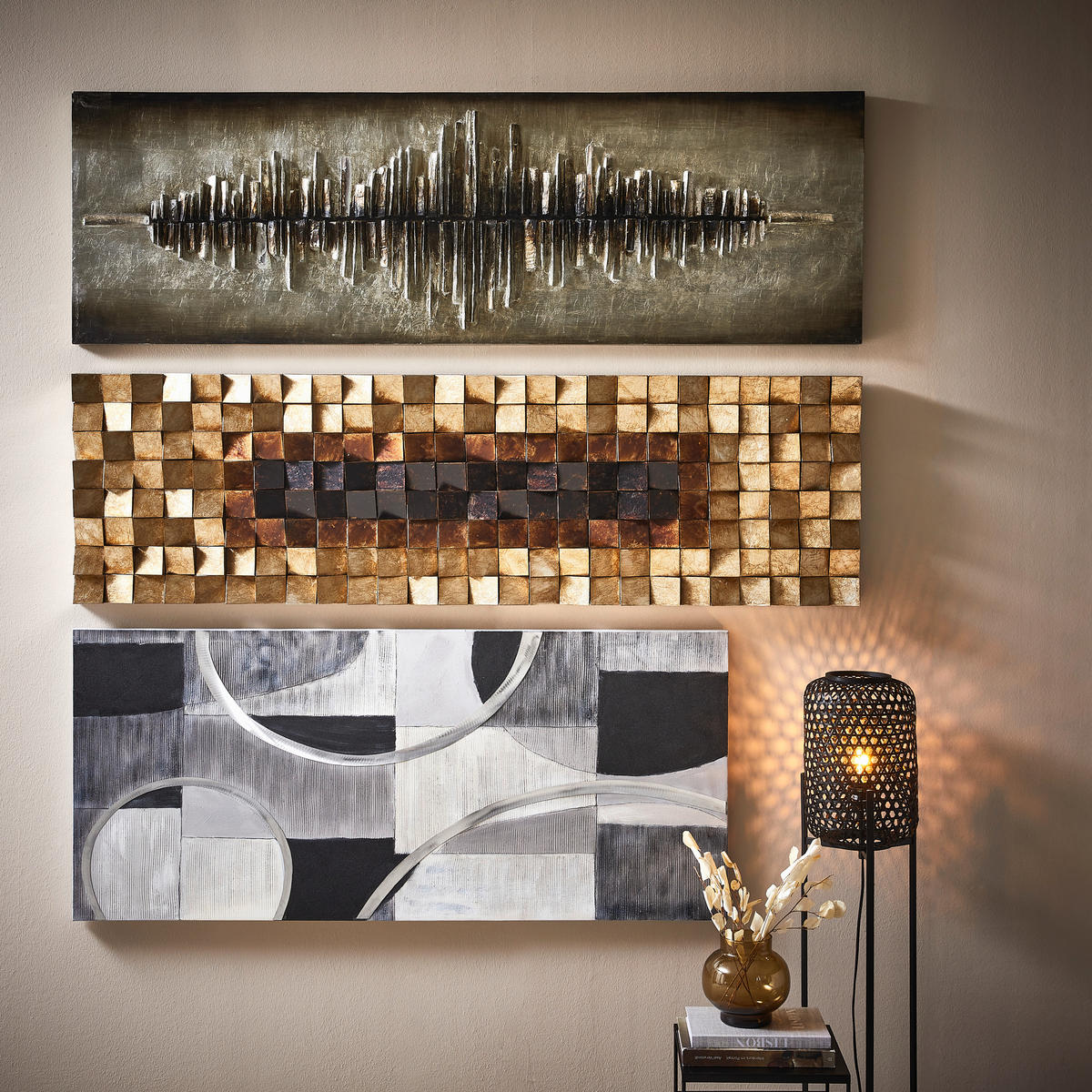 OBJEKTBILD Abstraktes 180/55 cm  - Silberfarben/Goldfarben, Design, Holz/Kunststoff (180/55cm) - Monee