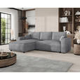 ECKSOFA Grau Cord Zierkissen, Rückenkissen, Bettkasten, Schlaffunktion, Rücken echt, Liegefläche im Originalstoff  - Schwarz/Grau, MODERN, Kunststoff/Textil (190/280cm) - Carryhome