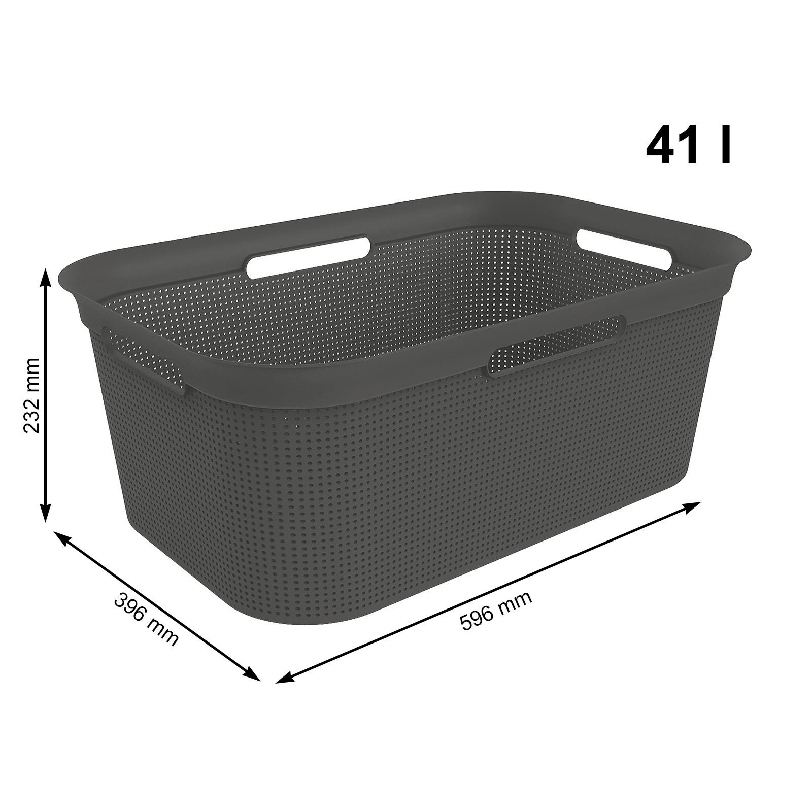 WÄSCHEKORB - Schwarz, KONVENTIONELL, Kunststoff (39,6/23.2/59,6cm) - Rotho