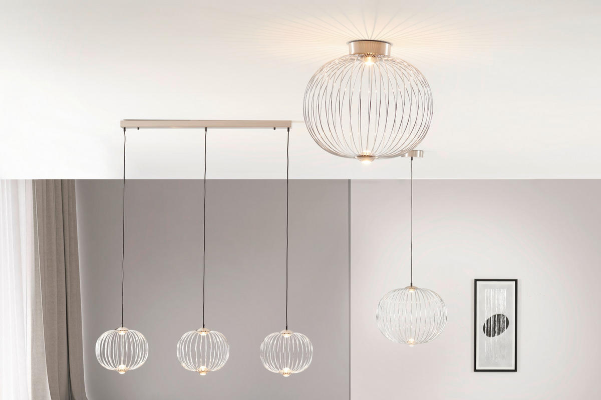 LED-DECKENLEUCHTE  50/45 cm    - Nickelfarben, Design, Metall (50/45cm)