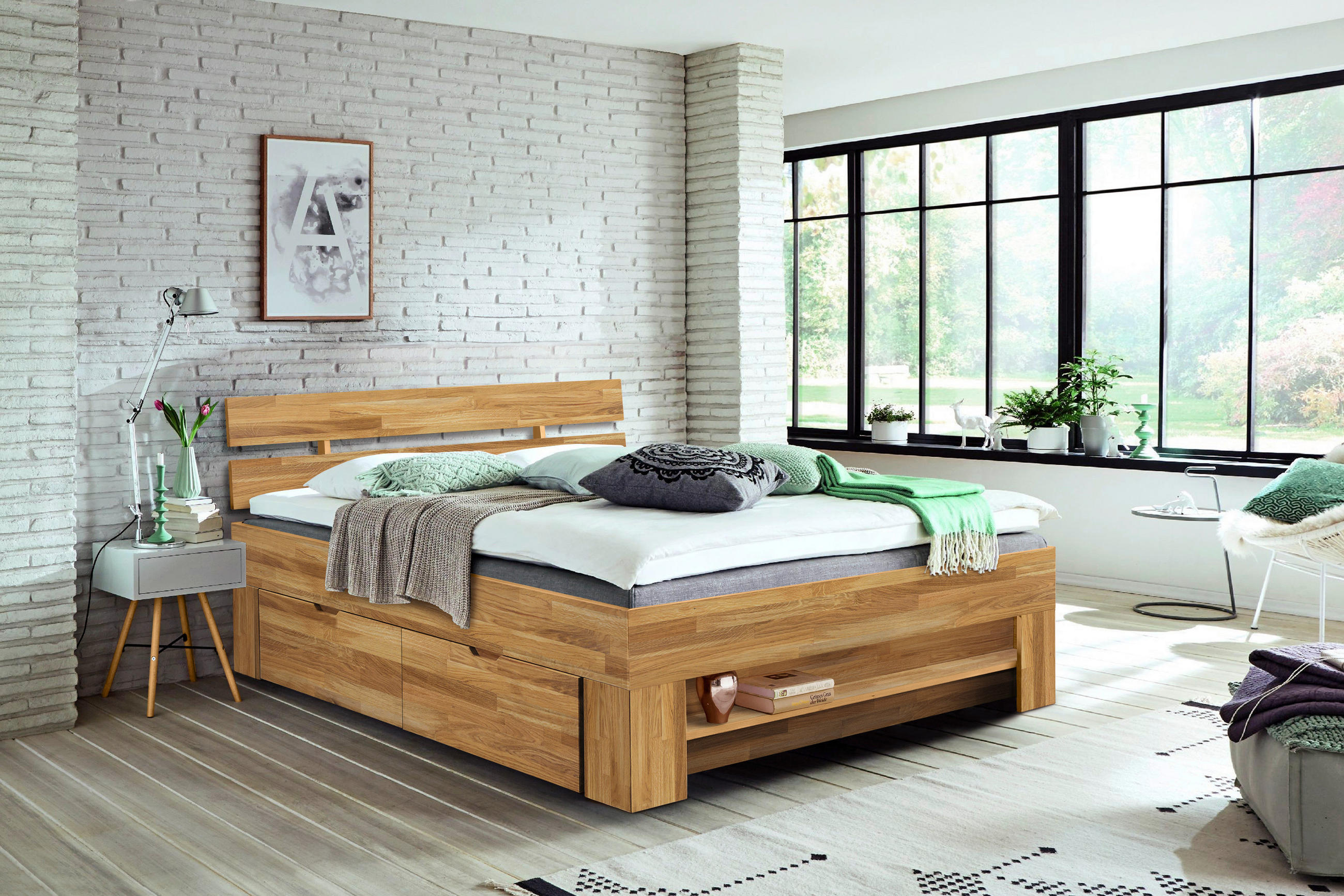 STAURAUMBETT 180/200 cm  in Eichefarben  - Eichefarben, Natur, Holz (180/200cm) - Livetastic
