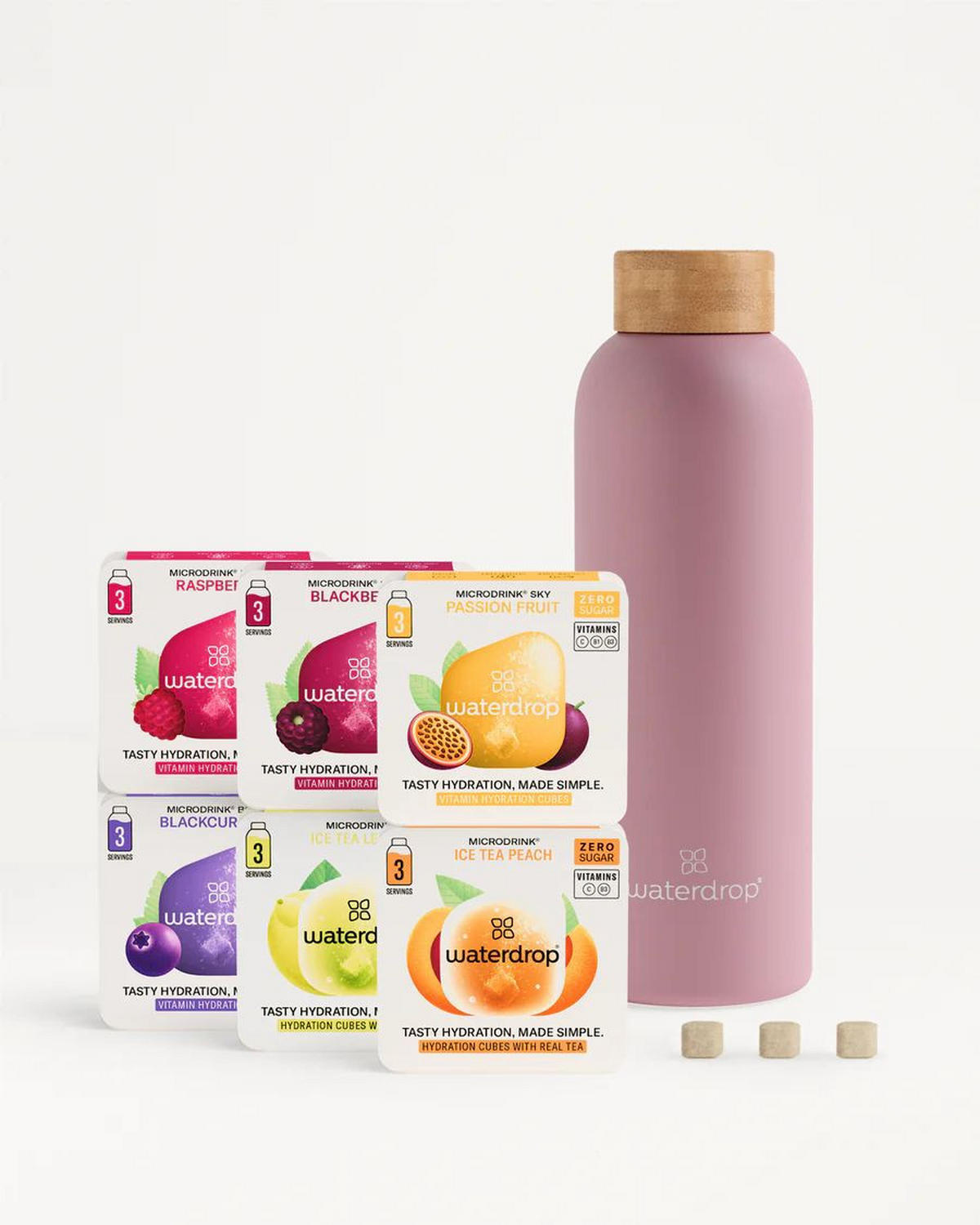 Starter Set Microdrink Steel 600 L  - Pink, Trend, Naturmaterialien/Metall (600ml) - waterdrop