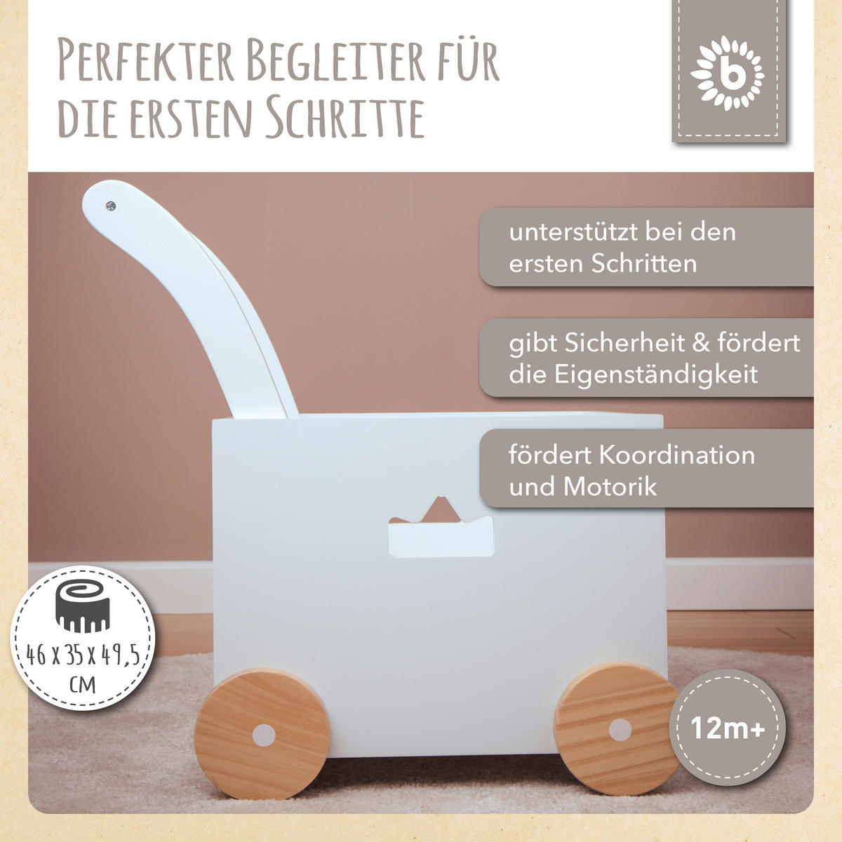 LAUFLERNWAGEN BOX  - Weiß, KONVENTIONELL, Holz (46/35/49,5cm)