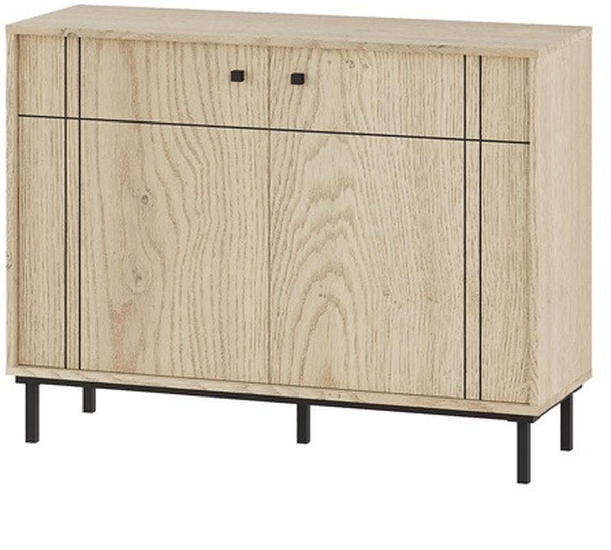 KOMMODE 81,8/108/37 cm  in Eichefarben  - Eichefarben/Schwarz, Modern, Holzwerkstoff/Kunststoff (81,8/108/37cm) - Carryhome