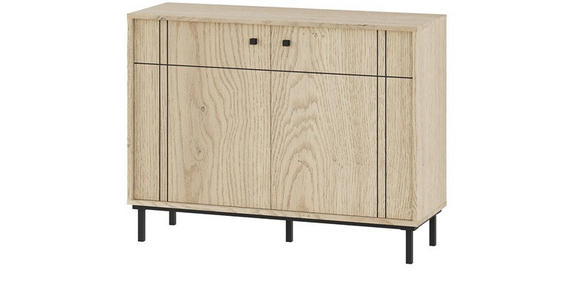KOMMODE in 81,8/108/37 cm - Eichefarben/Schwarz, MODERN, Holzwerkstoff/Kunststoff (81,8/108/37cm) - Carryhome